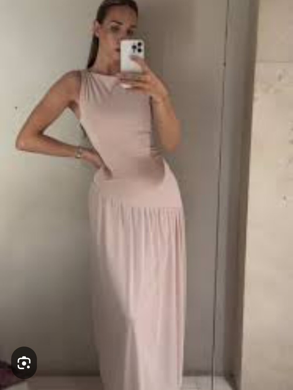 NWT Zara Light Pink Asymmetric Bubble Hem Maxi Dress Size Medium